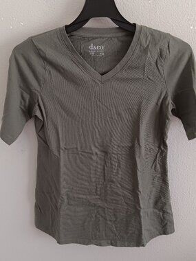 Denim & Co. Regular True Cotton Jersey V-Neck Tunic, Drk Olive Sz XXS a63327